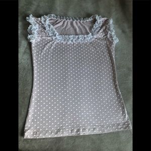 Venus lace ruffle polka dot top